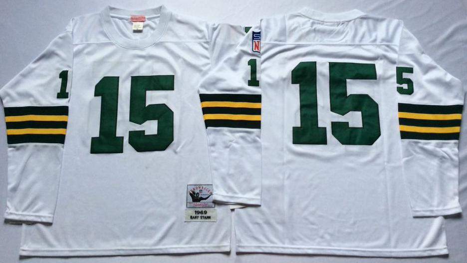 Men NFL Green Bay Packers 15 Starr white Mitchell Ness jerseys